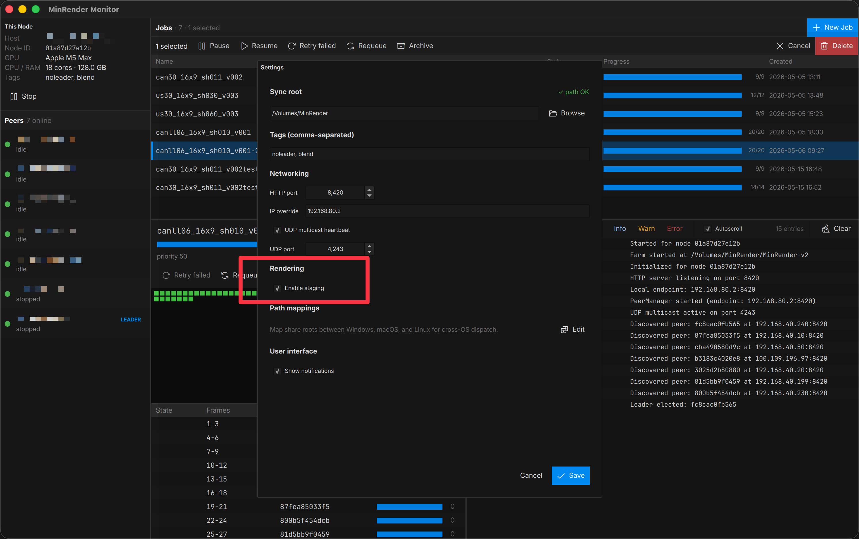 MinRender local staging