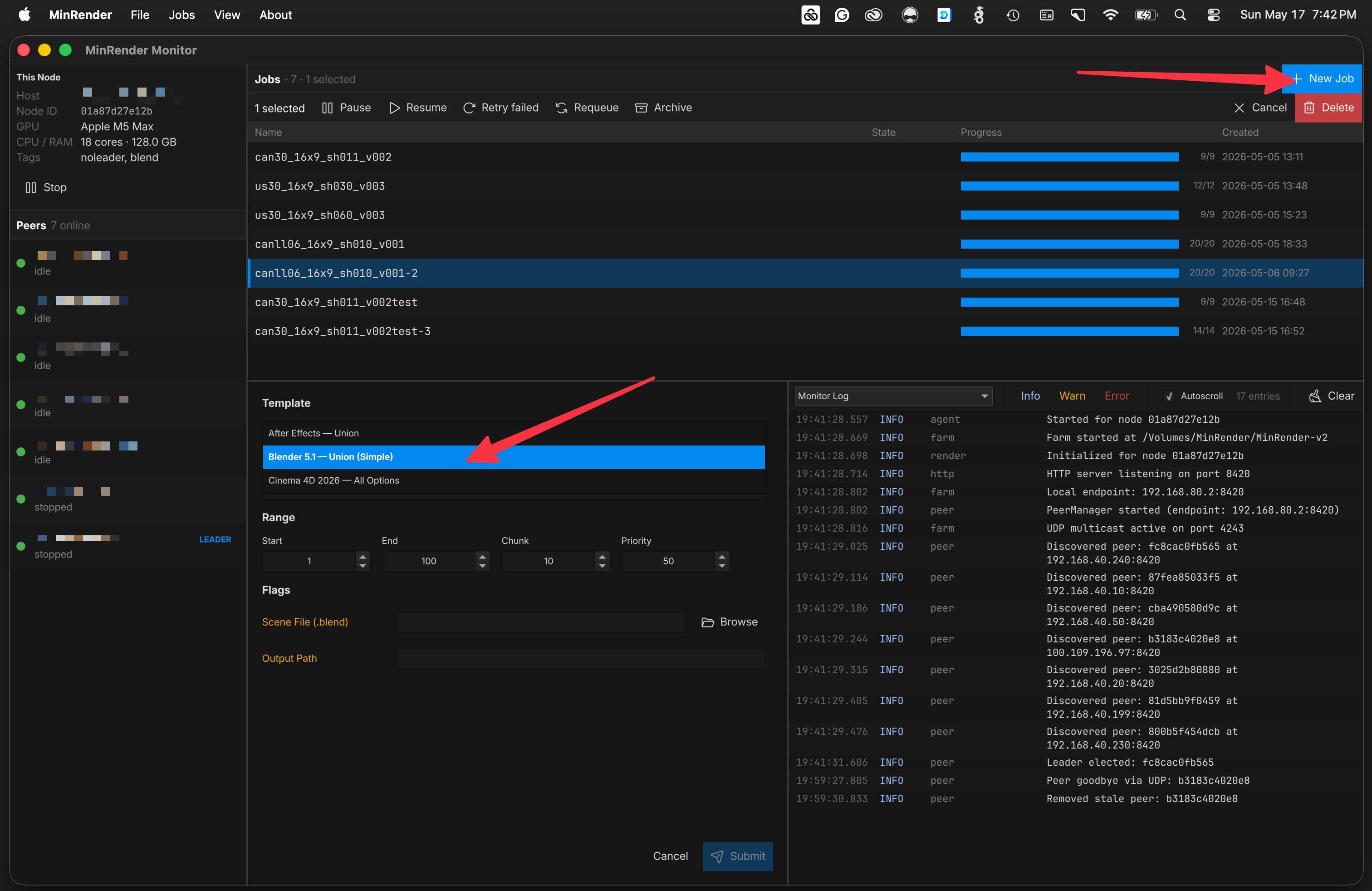 Job templates picker